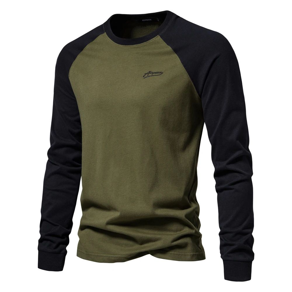 Lot 240: AIOPESON Men's T-shirts 100% Cotton Long Sleeve O-neck Pactwork Casual T shirts for Men New Spring Designer Tees Men Clothing
