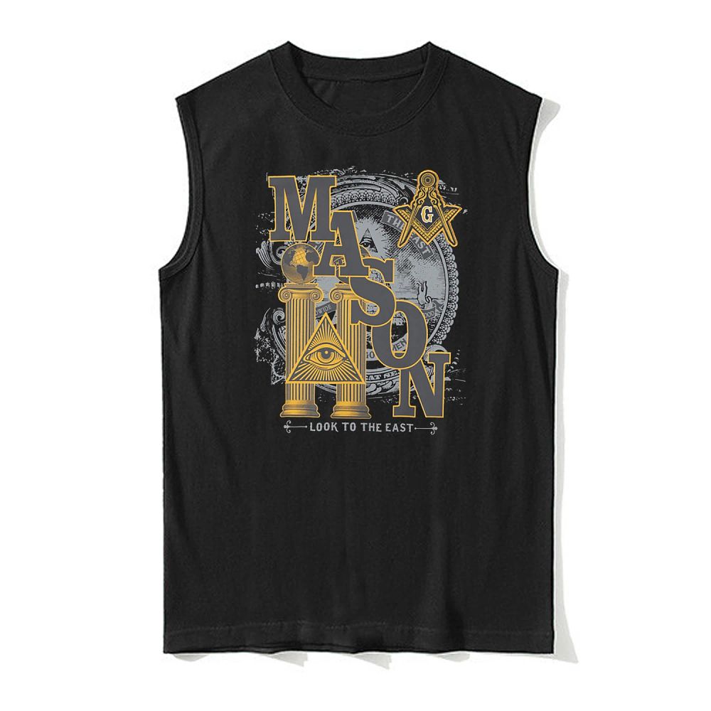 Lot 266: Retro Illuminati Freemason Prince Hall Mason Masonic Tank Top 100% Cotton O-Neck Casual Mens Vest Sleeveless T-shirt Streetwear