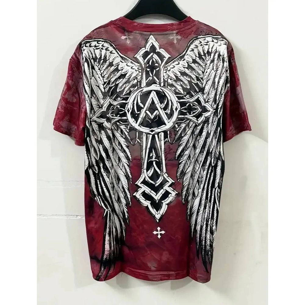 Lot 290: 2025 New Affliction Red shirt Harajuku Hip Hop Round Neck Oversized T Shirt Casual Tops Men Women Short Sleeved Gothic Clothing