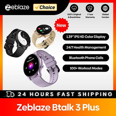 New Zeblaze Btalk 3 Plus Voice Calling Smart Watch 1.39'' Large HD Color Display Fitness 