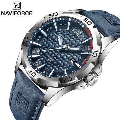 NAVIFORCE Brand Men Fashion Quartz Watches Male Leather Strap Sport Waterproof Wristwatches 