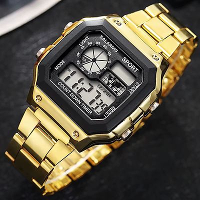 MAYZHISU Classic Men's Digital Watches Luxury Stainless Steel Strap Sport Watches Men Military 