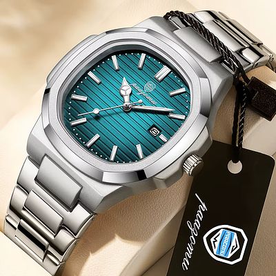 PAAZOMU Luxury Watch Business Waterproof Male Clock Luminous Date Stainless Steel Square Quartz 