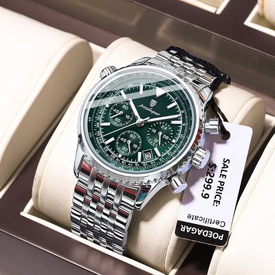 POEDAGAR Luxury Watches For Men Date Chronograph Stainless Steel Man Watch Waterproof Luminous 