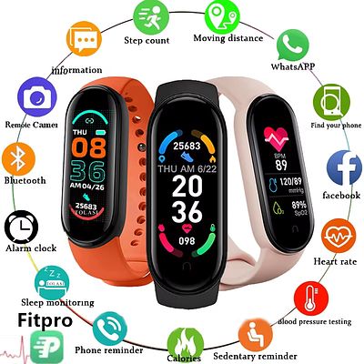 M6 Smart Watch Men Women Fitness Smart Bracelet Sports Band Heart Rate Blood Pressure Monitor 