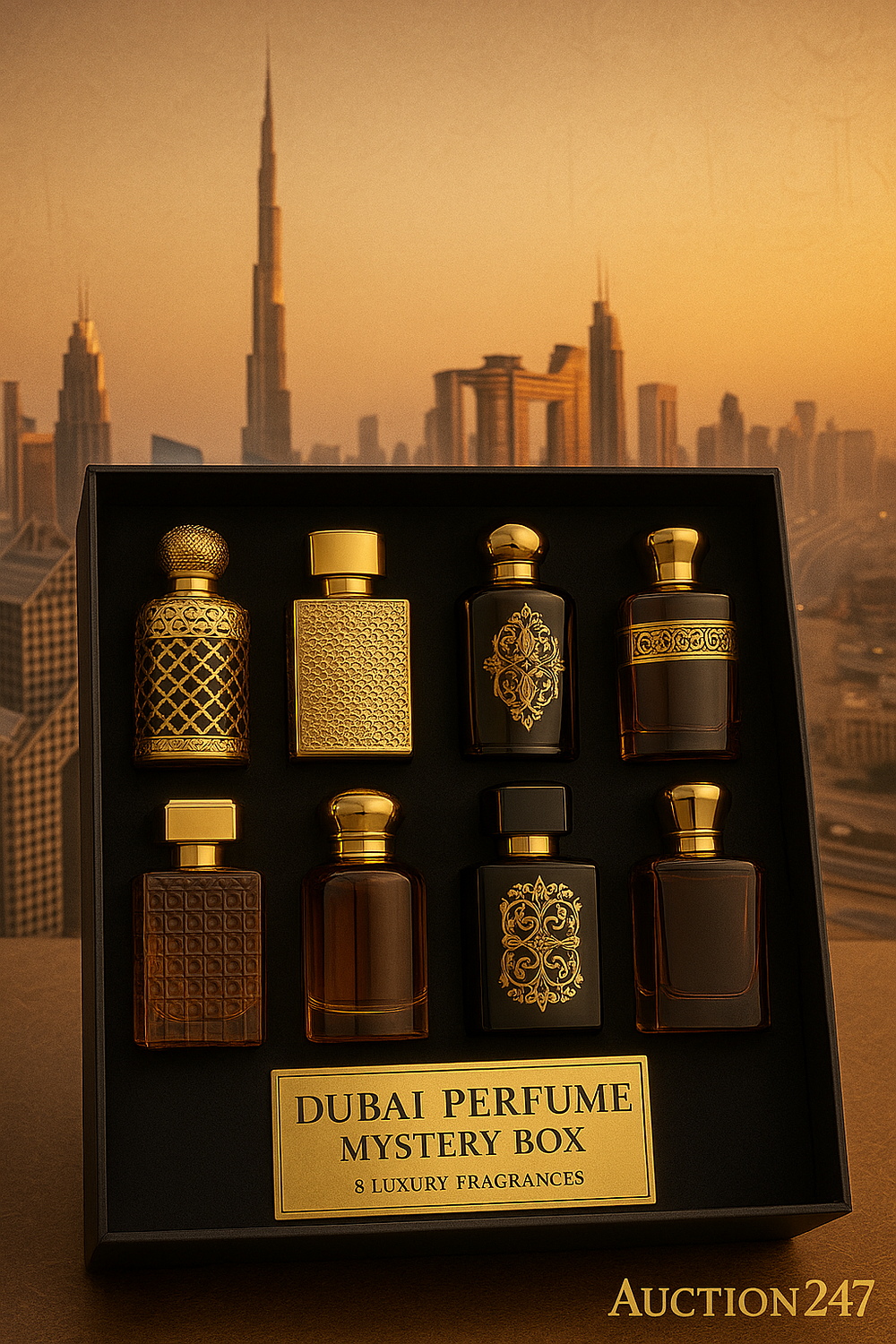 Lot 156: Dubai Perfume Mystery Box – 8 Luxury Fragrances