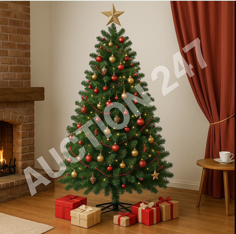 Lot 171: 6ft Pop-Up Christmas Tree – Realistic Green Fir – Quick Assembly – Metal Stand