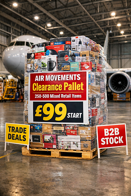 Air Movements Aviation Clearance Pallet – 250–500 Mixed Retail Items 
Description 
This lot 