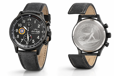 AVI-8 Hawker Hurricane Chronograph Aviation Watch AV-4011-0D Leather Strap. AVI-8 Hawker 