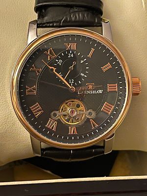 Thomas Earnshaw Automatic Open-Heart Watch Black Dial Rose Gold Tone Boxed. Title Thomas 