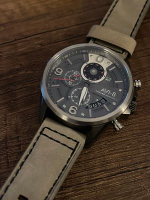 AVI-8 Hawker Harrier II Chronograph Aviation Watch Quartz Leather Strap Unused 
Description 