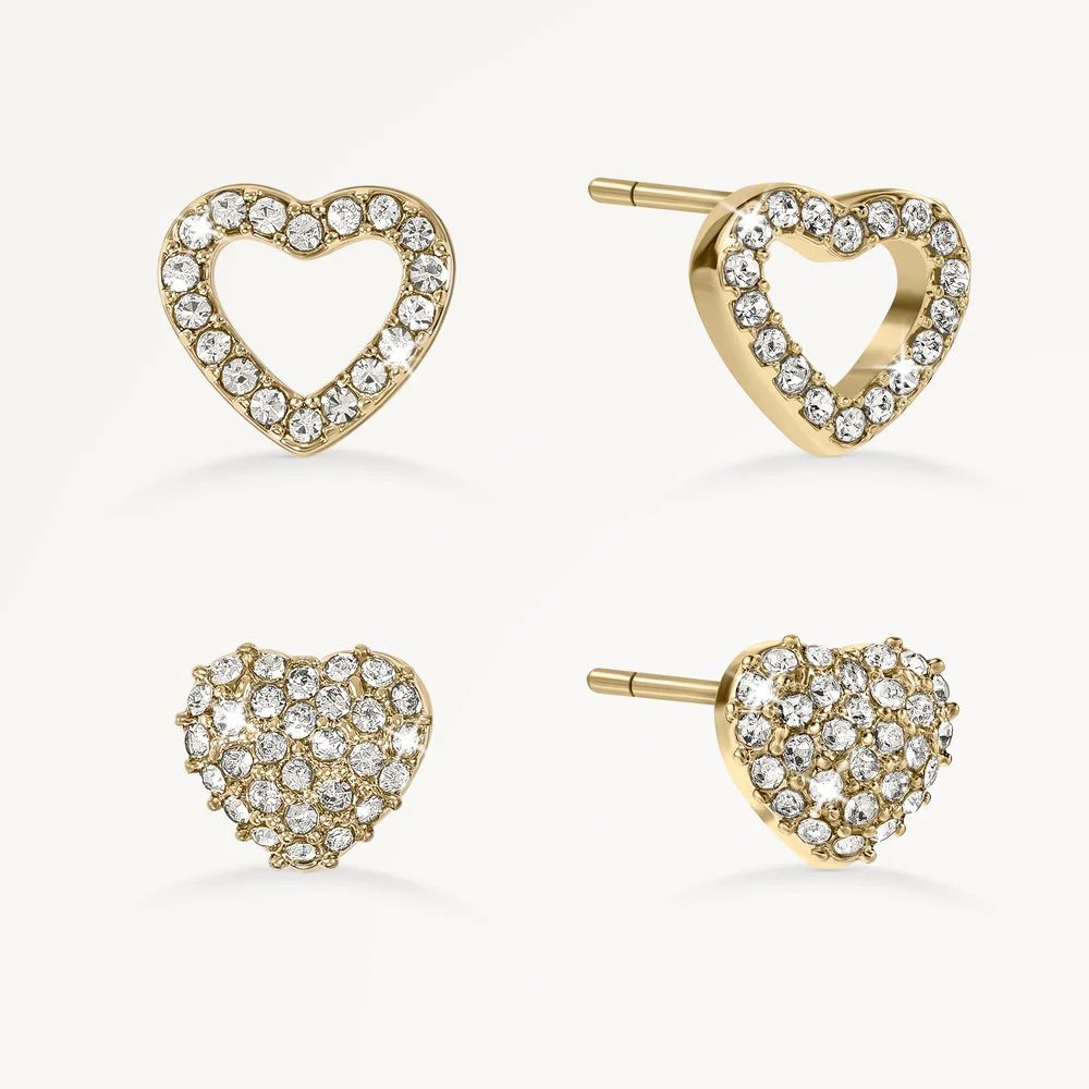Lot 428: Radley 18ct GP Stone Set Heart Twinpack Earrings