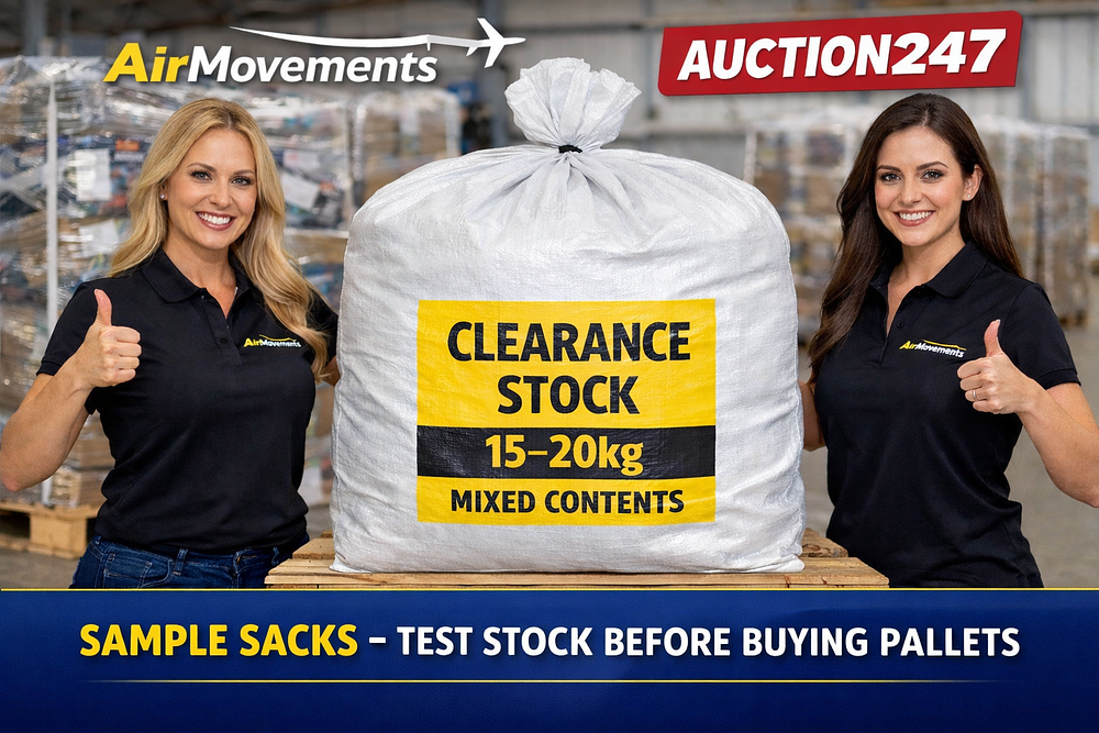 Lot 1050: Air Movements Amazon Returns Clearance Sacks 15–20kg Mixed Stock Bags