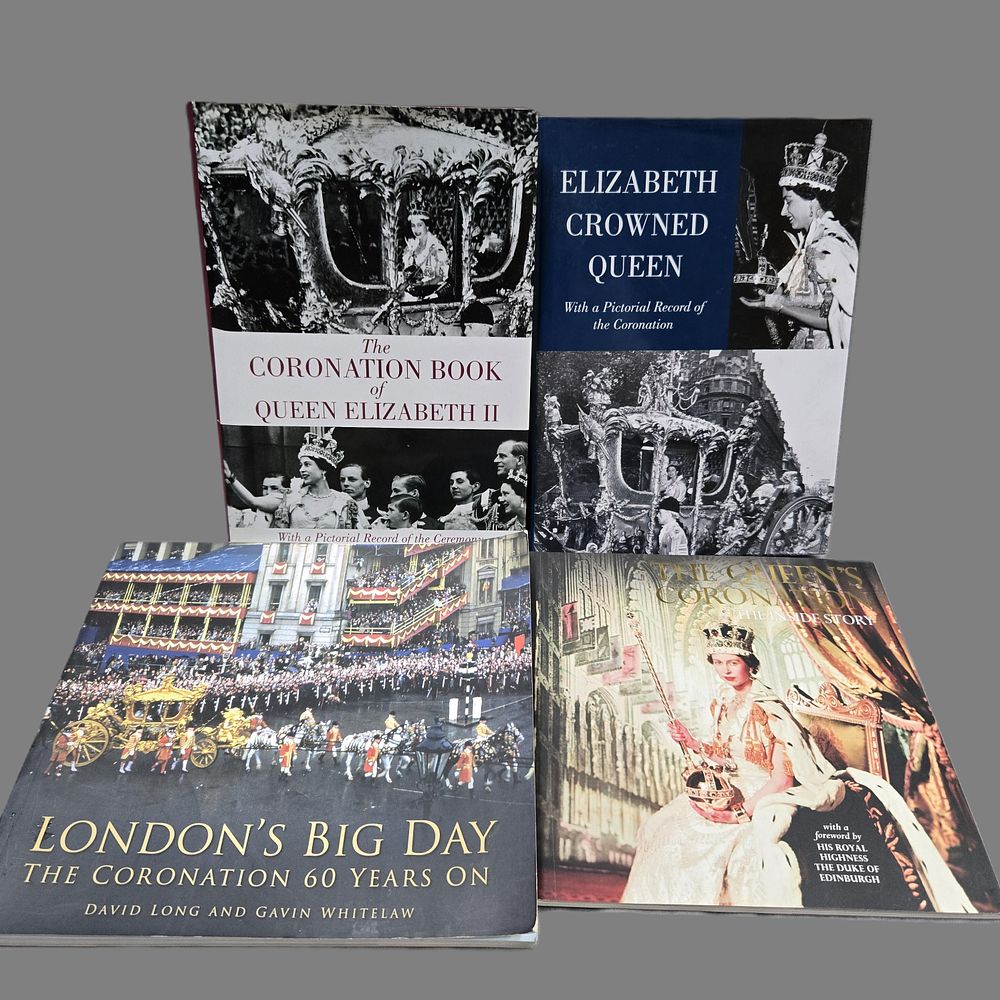 Lot 1287: The Queen’s coronation 60 years on - Two hardback and two full colour illustrated paperbacks pictori