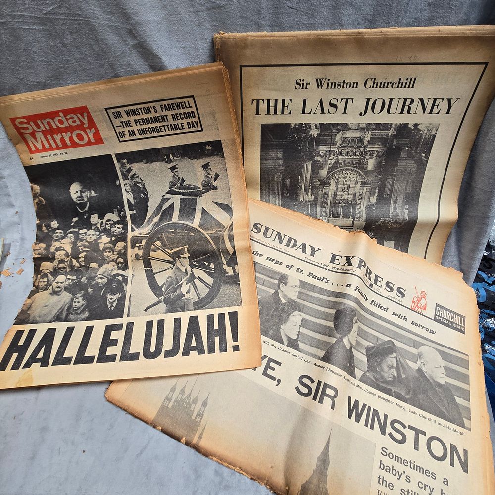 Lot 1301: Funeral of Sir Winston Churchill- newspapers