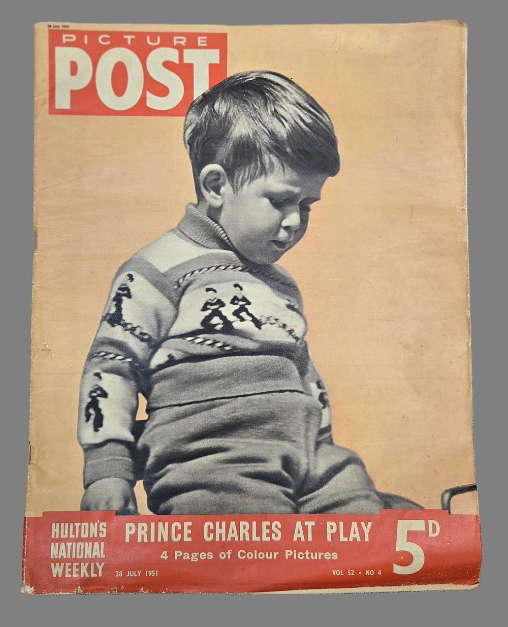 Lot 1304: Original Post Newspaper from 28th July 1951 -Prince Charles as a todler
