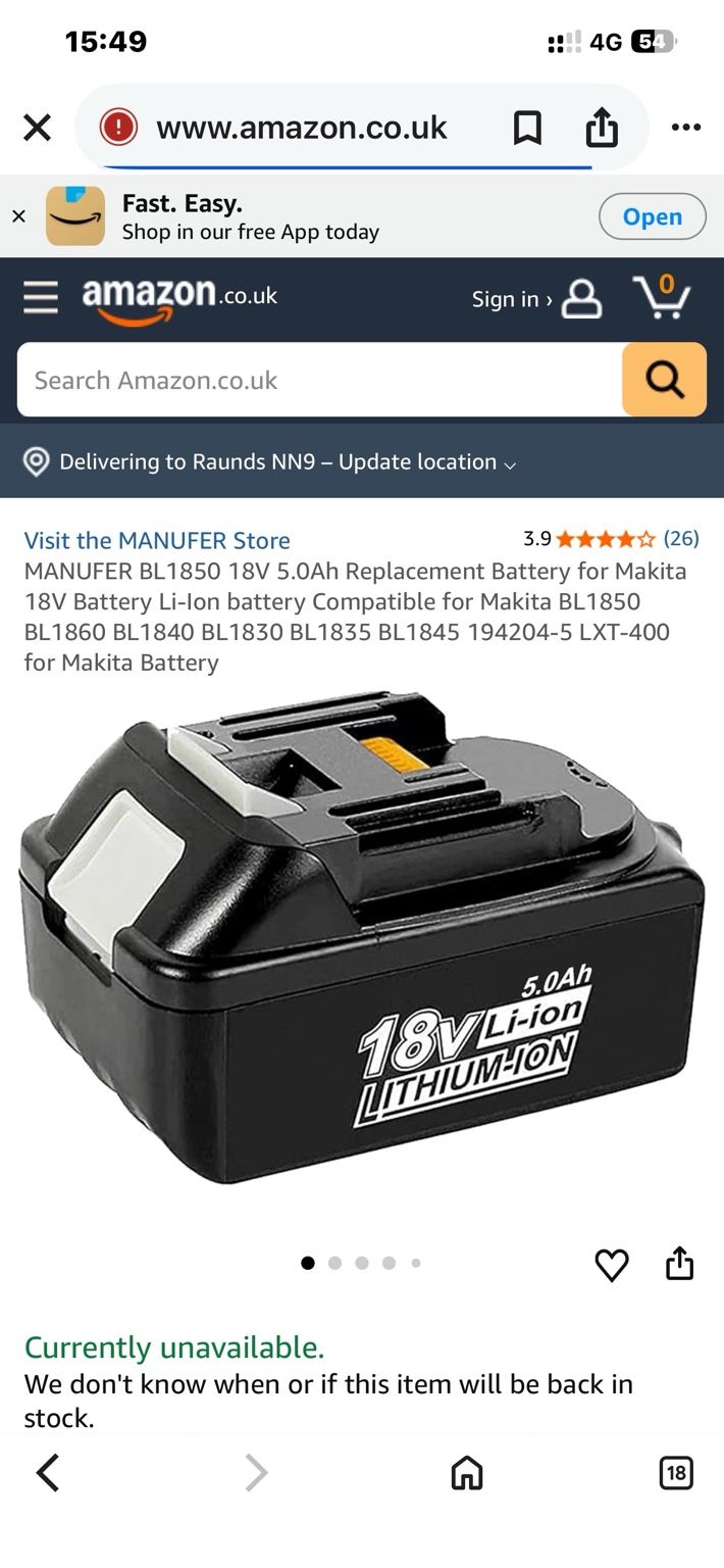 Lot 216: Makita Compatible 18V 5.0Ah Li-Ion Battery - Replacement Power Tool Battery LXT Style