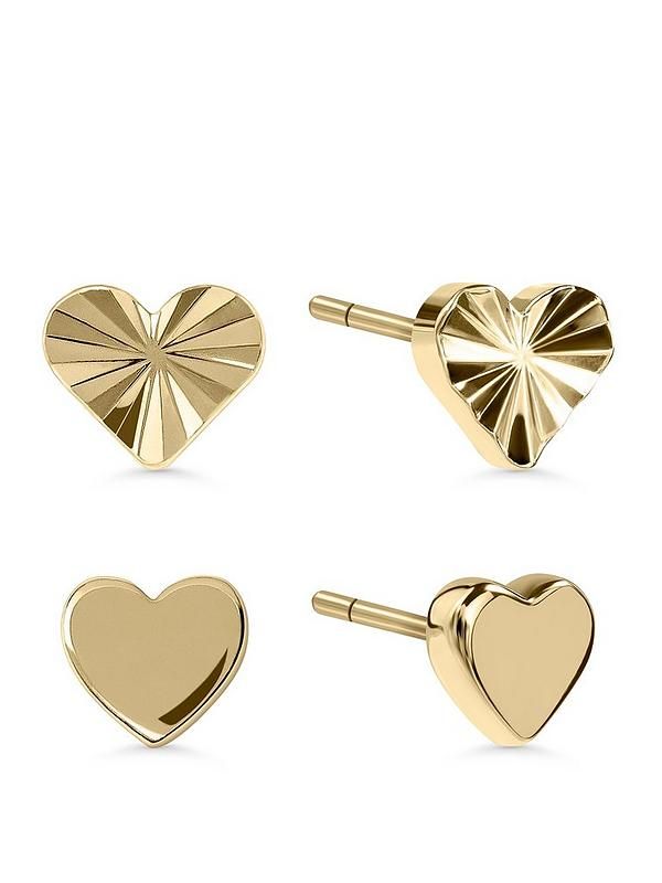 Lot 238: Radley 18ct GP Textured Heart Twinpack Earrings