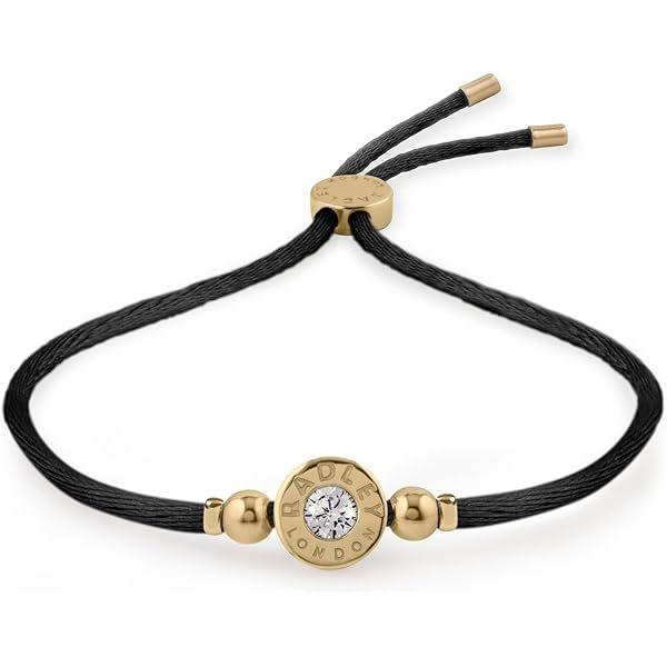 Lot 250: Radley Black Cord Friendship Bracelet with 18ct GP Black Enamel Charm