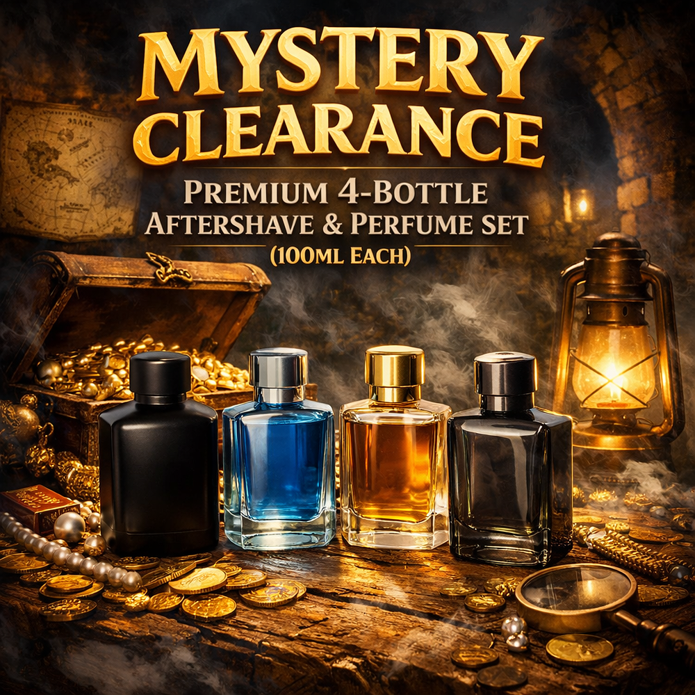 Lot 384: MYSTERY CLEARANCE PREMIUM 4-BOTTLE AFTERSHAVE & PERFUME SET (100ML EACH)