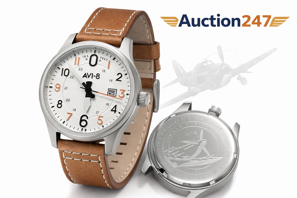 Lot 401: AVI-8 Hawker Hurricane Aviation Watch Leather Strap Unused