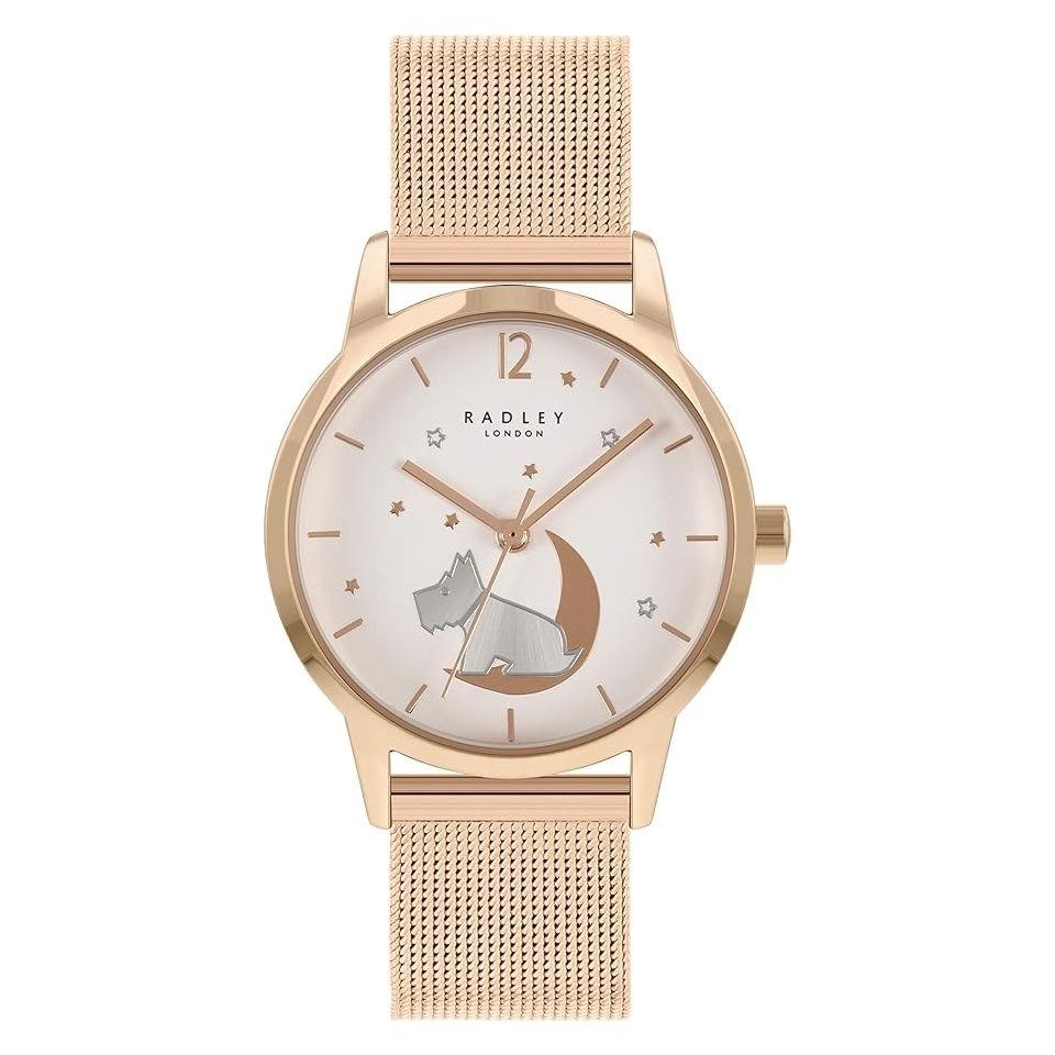 Lot 441: Radley Ladies Rose Gold Stainless Steel Mesh Dog & Moon Design on Dial Watch RY4536A