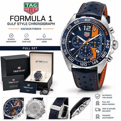 TAG Heuer Formula 1 Gulf Style Chronograph Watch CAZ101N.FC8243 Full Set. A luxury TAG Heuer 
