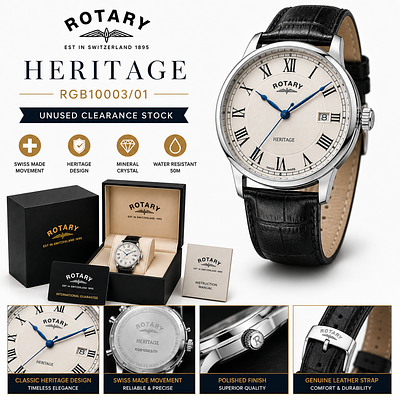 Rotary Heritage Watch RGB10003/01 - Unused Clearance Stock. Description 
Premium Rotary heritage 