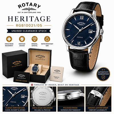 Rotary Heritage Watch RGB10021/05 - Unused Clearance Stock. Description 
Premium Rotary heritage 