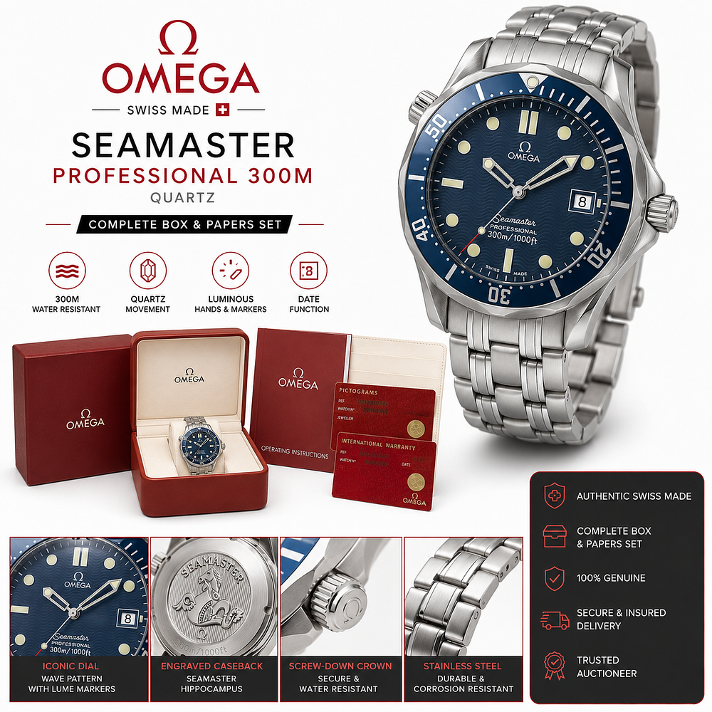 Omega Seamaster Professional 300M Quartz - Complete Box & Papers Set. Description 
Premium Omega 