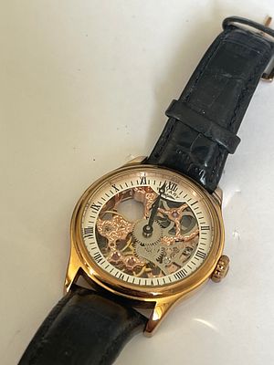 Rotary Skeleton Mechanical Wristwatch with Gold-Tone Case. A working but not fully tested Rotary 