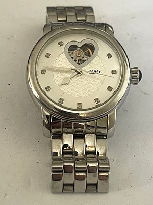 A Ladies Rotary Automatic Open Heart Stainless Steel Wristwatch. A ladies mechanical wristwatch 