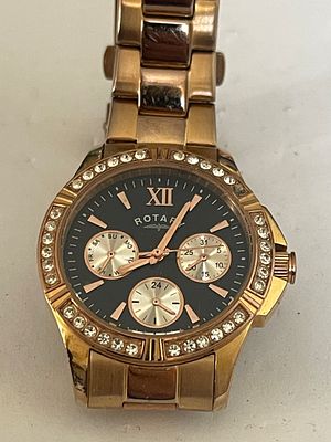 A Used Rotary Ladies Rose Gold-Tone Multi-Function Wristwatch. A Rotary ladies multi-function 