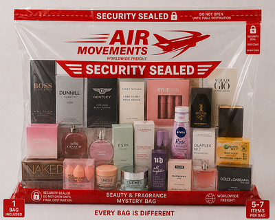 * Air Movements Security-Sealed Premium Beauty Bag – 5 Mixed Branded Items. Air Movements 