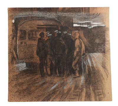 Рыков В.М. После работы. В лоте 2 рисунка. Бумага, пастель, уголь. Размер - . Рыков Виктор 