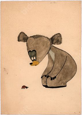 Рисунок к мультфильму &laquo;Медвежонок и тот, кто живет в речке&raquo;. Неизвестный художник. Бумага 