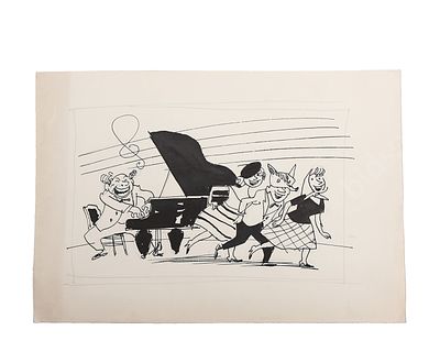 Е. Щеглов. Музыка. Вариант илюстрации к книге И. Ильинского &laquo;Со зрителем наедине&raquo;. Бумага 