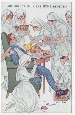 &laquo;От великих бед хорошие средства!&raquo; Открытое письмо. Серия 41. Франция. 1910-е гг. Размер - 9х14 см.