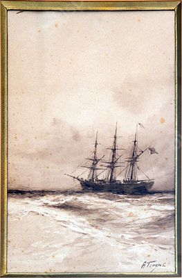 Ганзен А.В. Шторм. Бумага, акварель. 1890-е гг. Размер - 22х13,5 см. Алексей Васильевич 