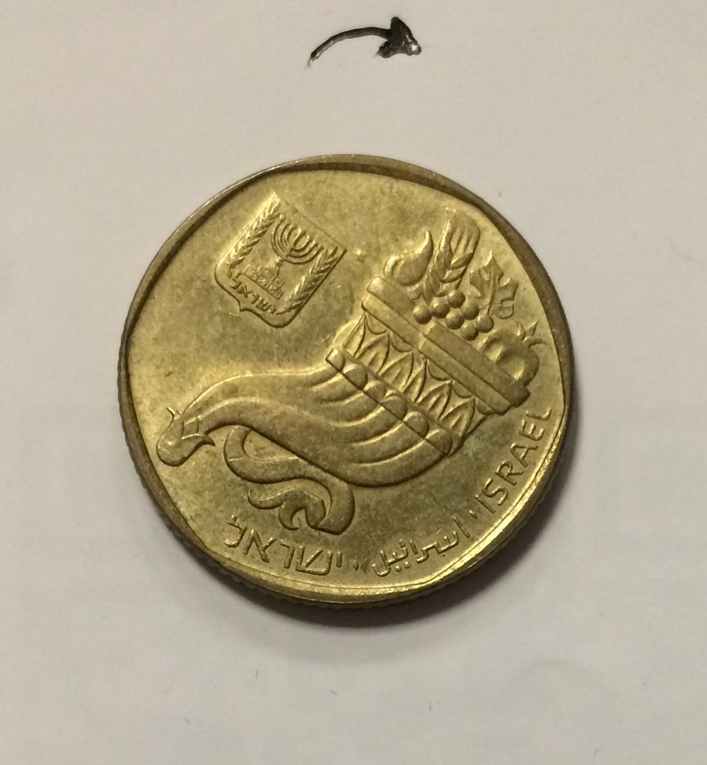 מטבע ישראל
5 שקלים תשמ״ג 1983
עם סיבוב של כ 30 מעלות
במצב חדש. מטבע ישראל 
5 שקלים תשמ״ג 1983 