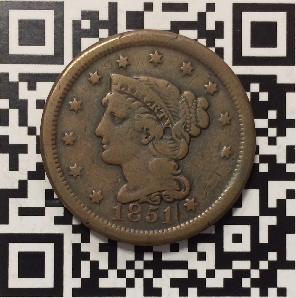 מטבע ארה״ב 1 סנט 1851 במצב בינוני