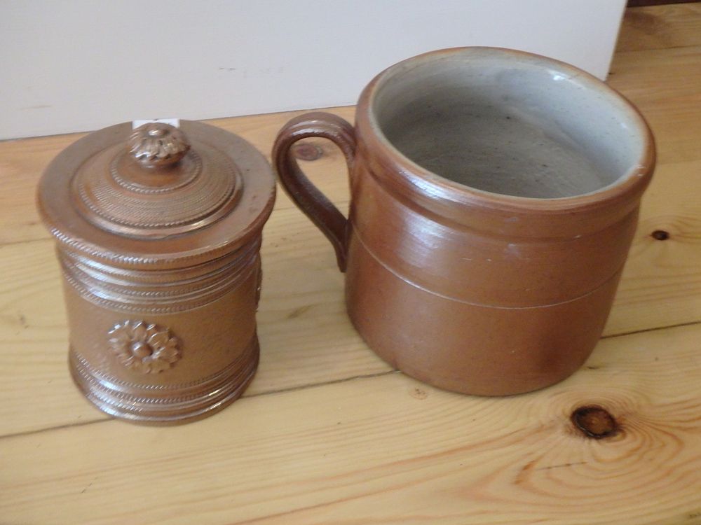 Lot 34: Stunning Salt Glazed French Tobacco Jar with Inscription...