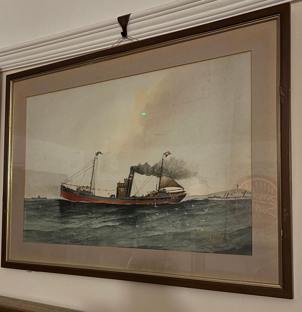 Lot 44: Original painting Polar Prince SN171 going out of the River Tyne by A Harwood DD1932
Also see lot 43 which is same subject with vessel going out