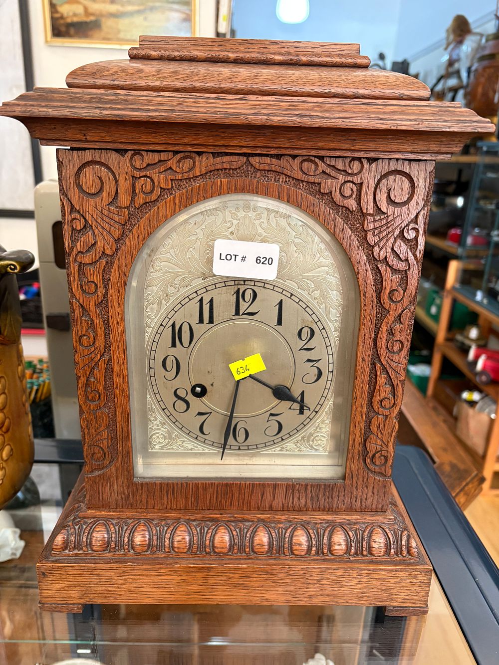Lot 620: Vintage mantle clock by Michal Foster Morpeth