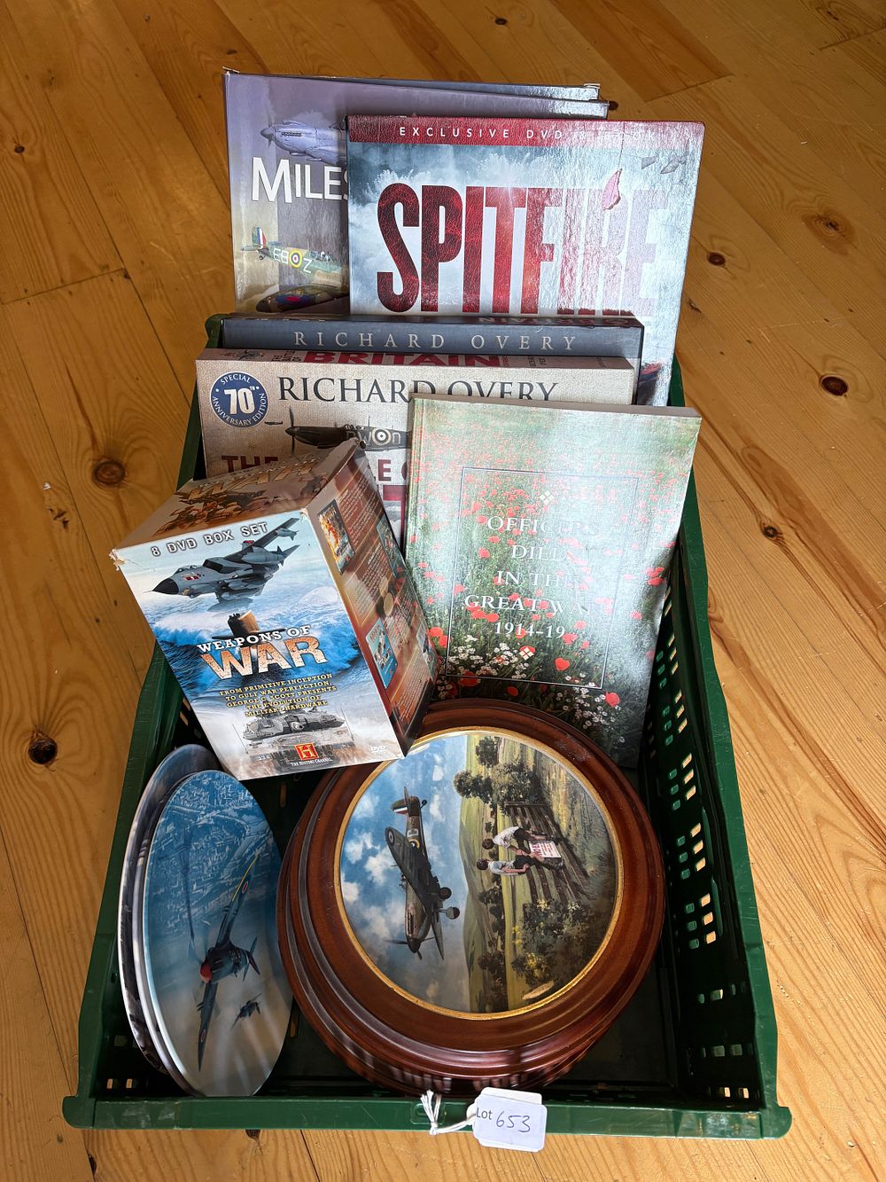 Lot 653: Collection RAF dvds books and collector plates etc