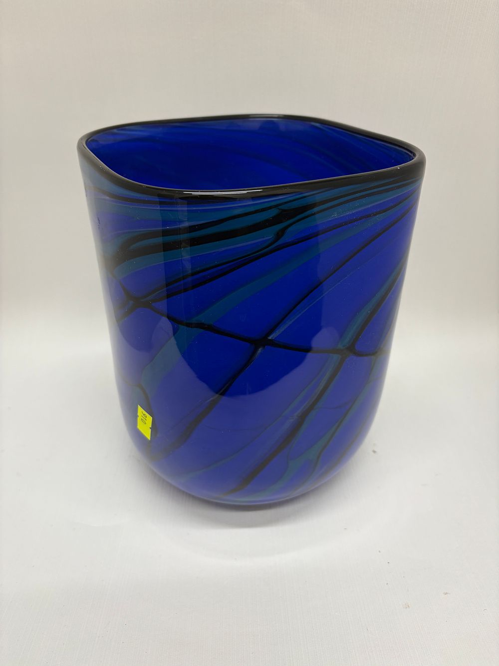 Lot 654: Blue glass swirl vase by Loan nemtoi (Romanian) art glass signed to base