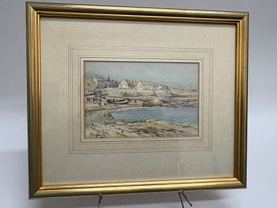 T.S Hutton Framed Watercolour Painting Cullercoats Bay