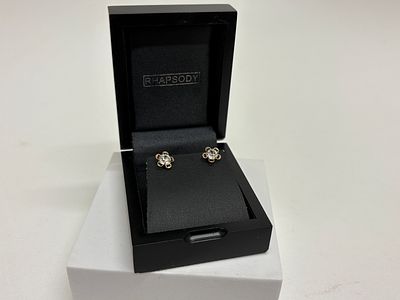 9ct gold white stone stud earrings. .