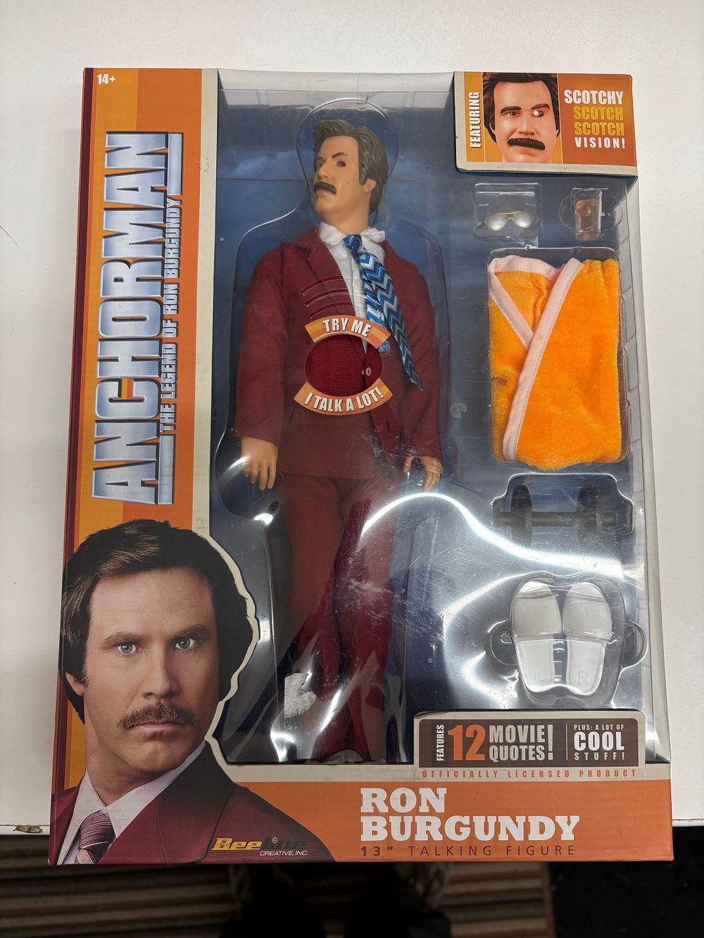 Lot 645: Anchorman Ron Burgundy 13" Talking Figure by Bee Creative Inc.