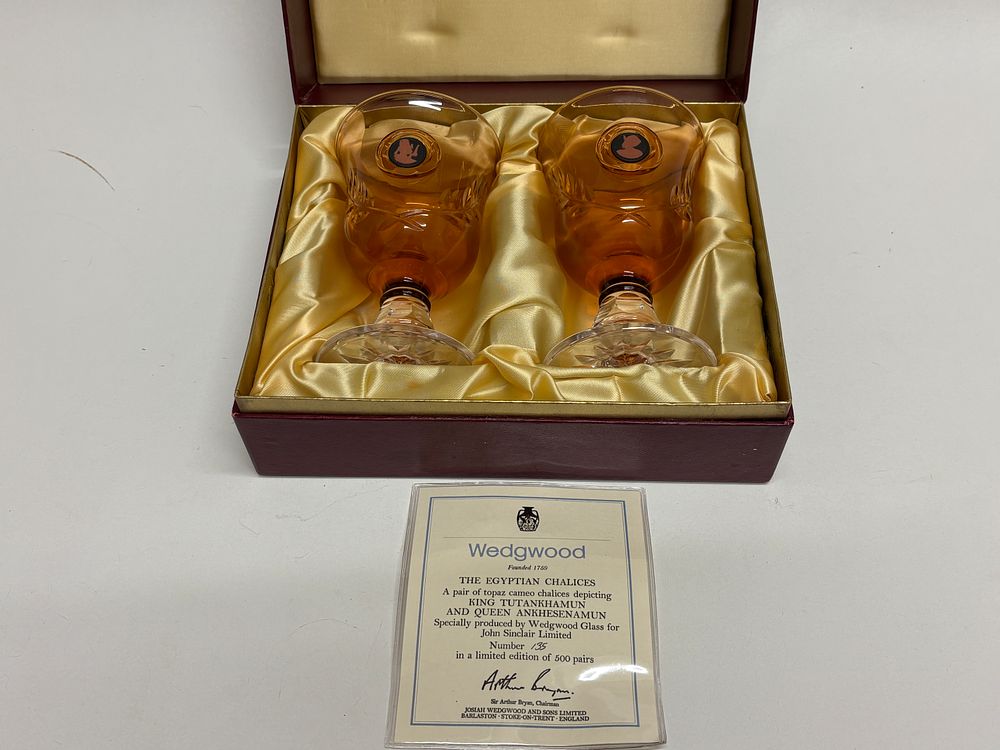 Lot 33: A Pair of Wedgwood Glass 'The Egyptian Chalices' Limited Edition